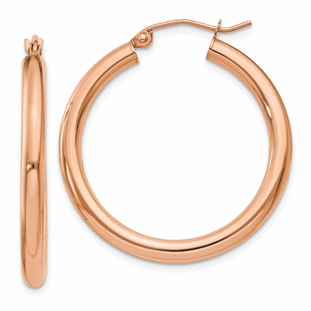 14k Rose Gold 3MM Hoop Earrings