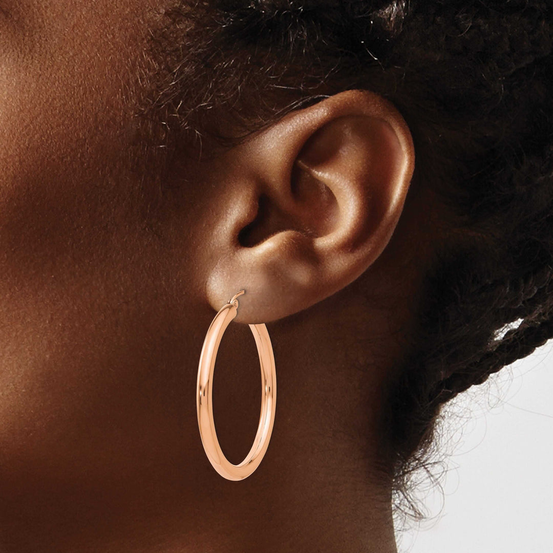 14k Rose Gold 3MM Hoop Earrings