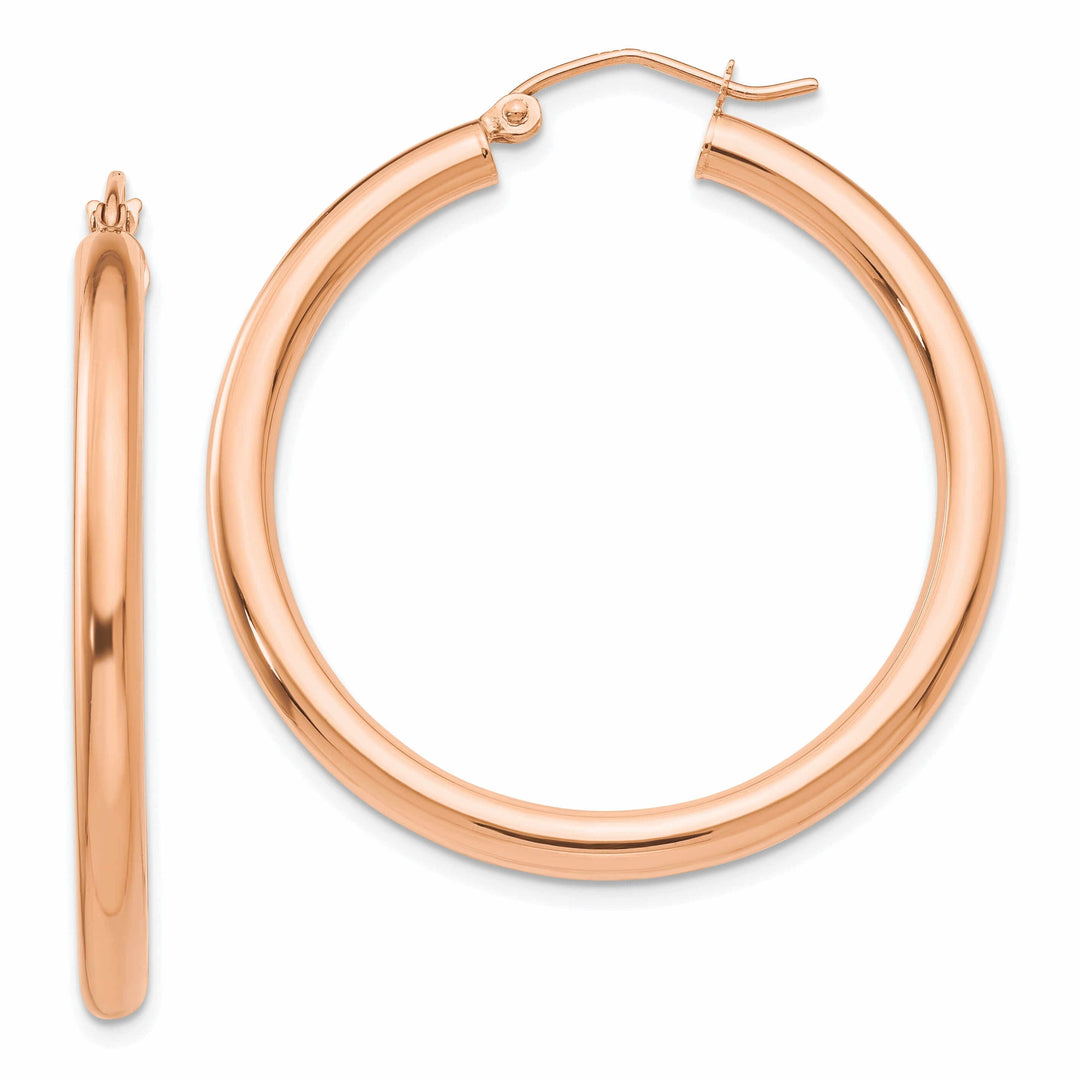 14k Rose Gold 3MM Hoop Earrings