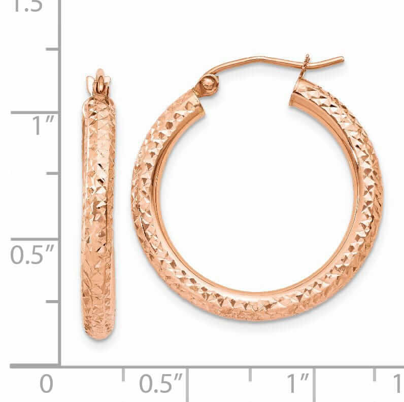 14k Rose Gold Gold 3MM D.C Hoop Earrings