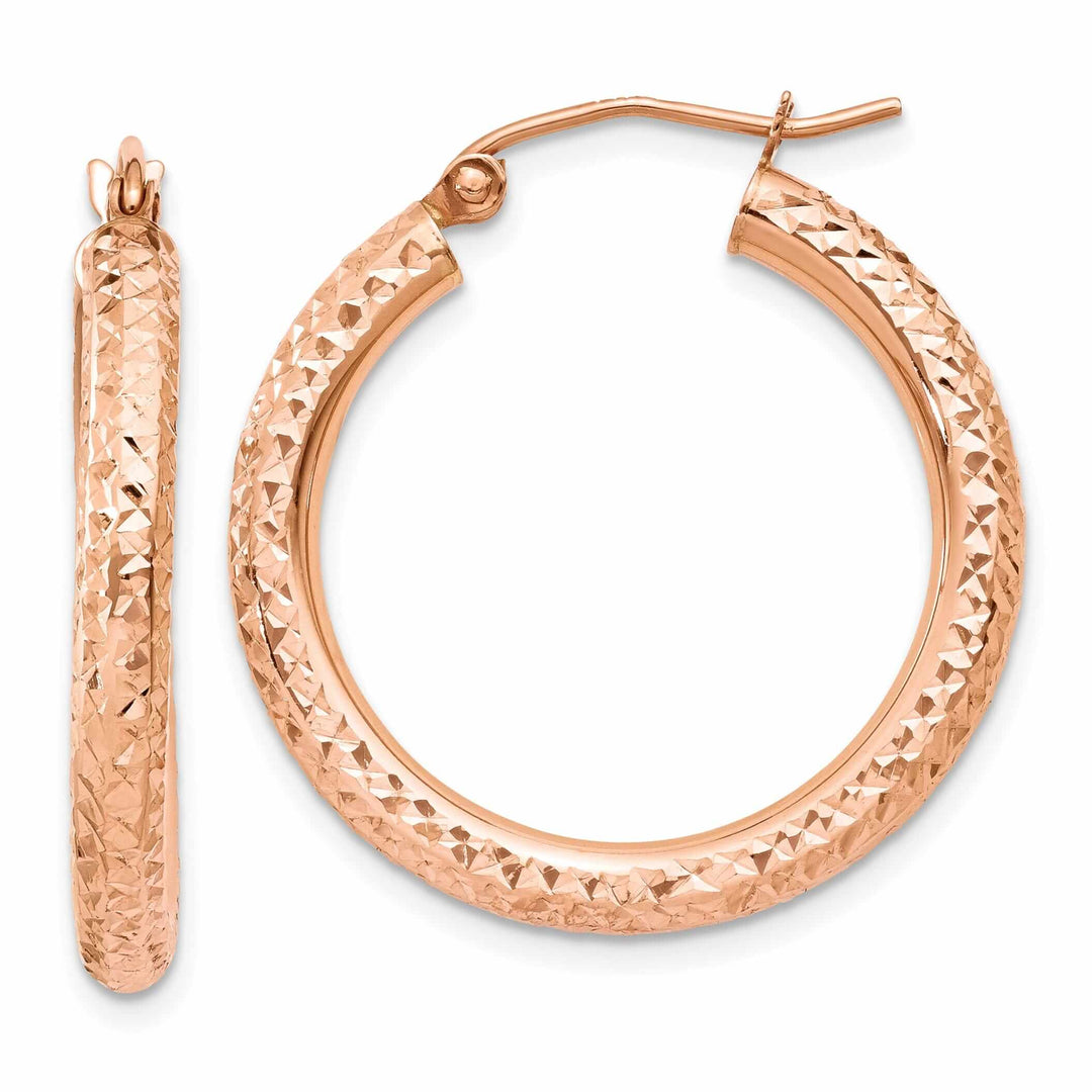 14k Rose Gold Gold 3MM D.C Hoop Earrings