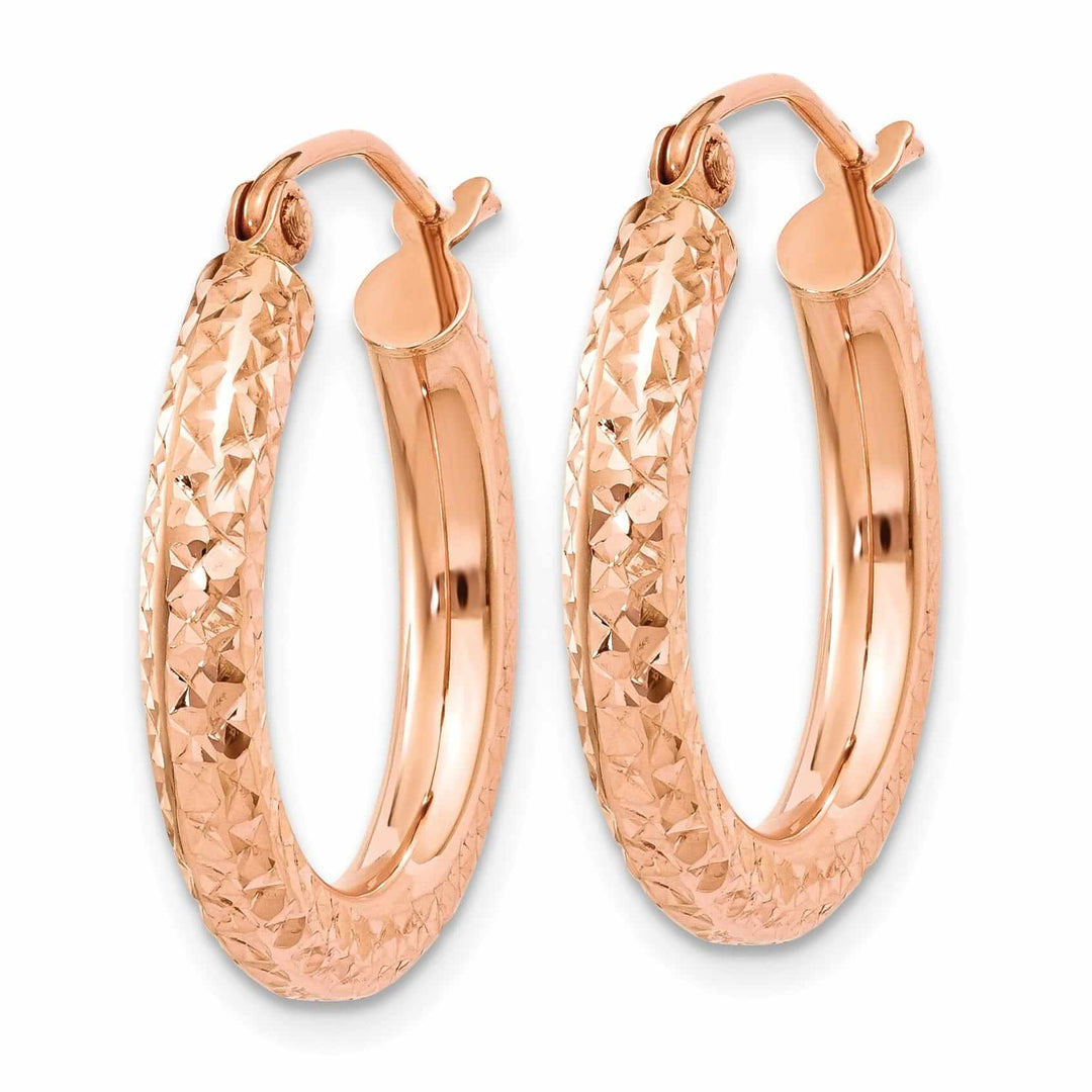 14k Rose Gold Gold 3MM D.C Hoop Earrings