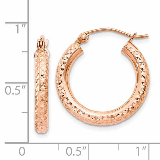 14k Rose Gold Gold 3MM D.C Hoop Earrings