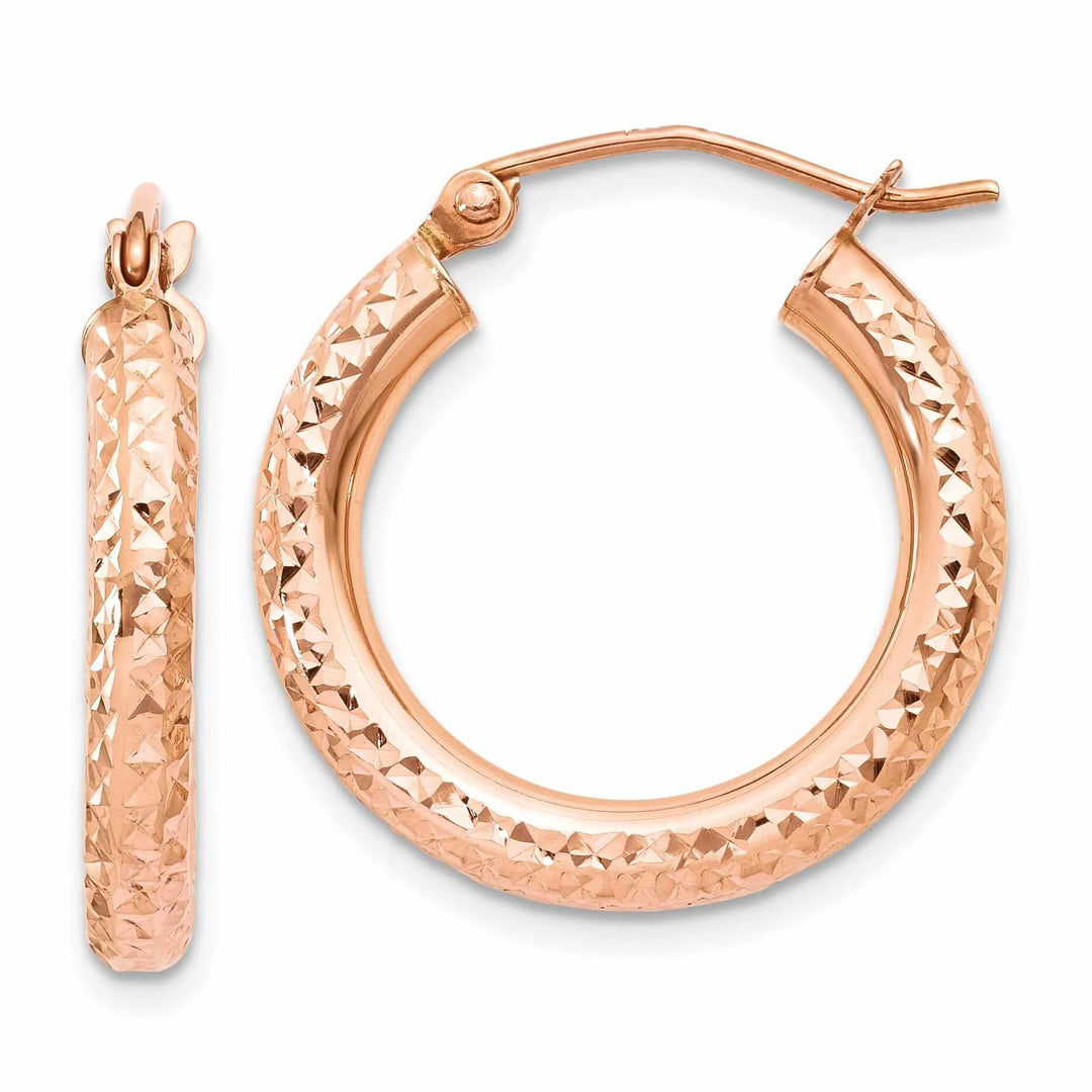 14k Rose Gold Gold 3MM D.C Hoop Earrings