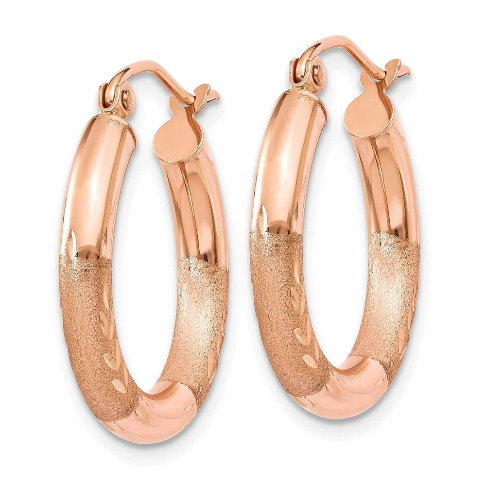 14k Rose Gold 3MM Satin D.C Hoop Earrings