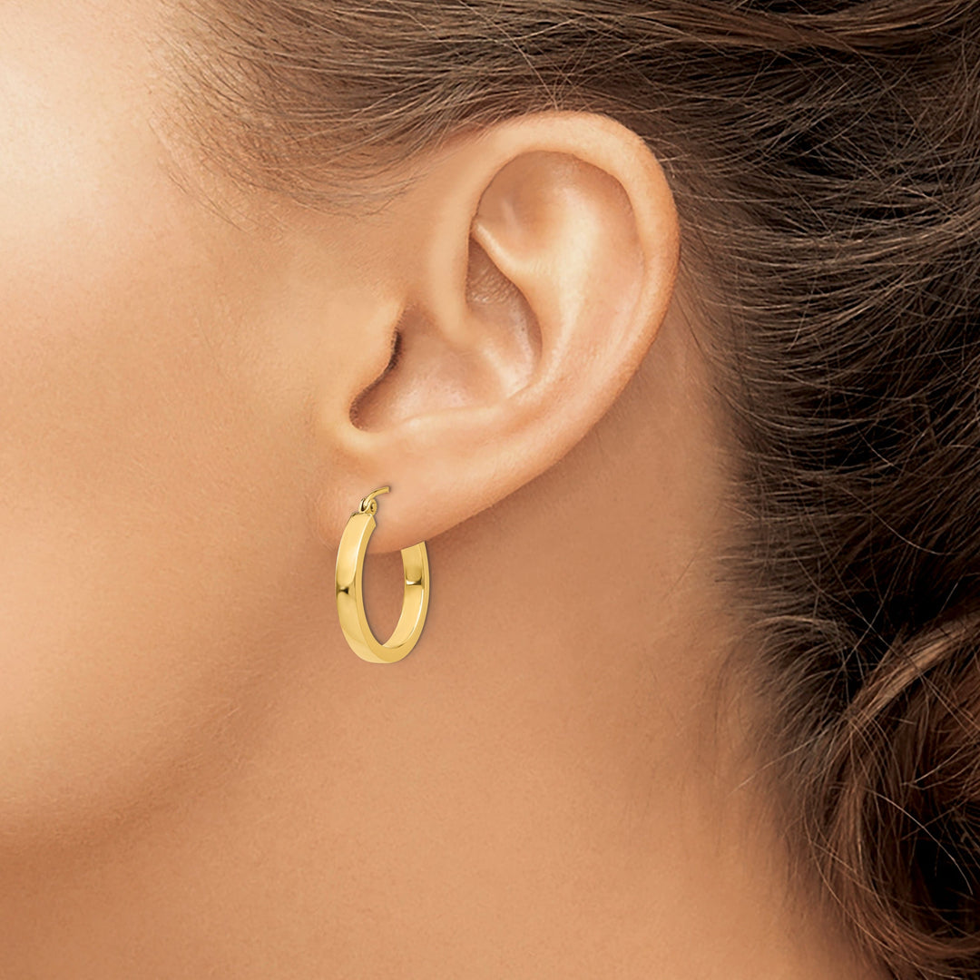 14k Yellow Gold 2x3MM Rectangle Tube Hoops