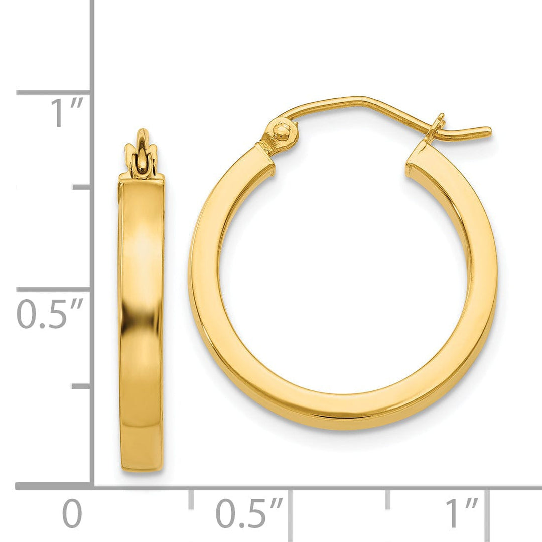 14k Yellow Gold 2x3MM Rectangle Tube Hoops