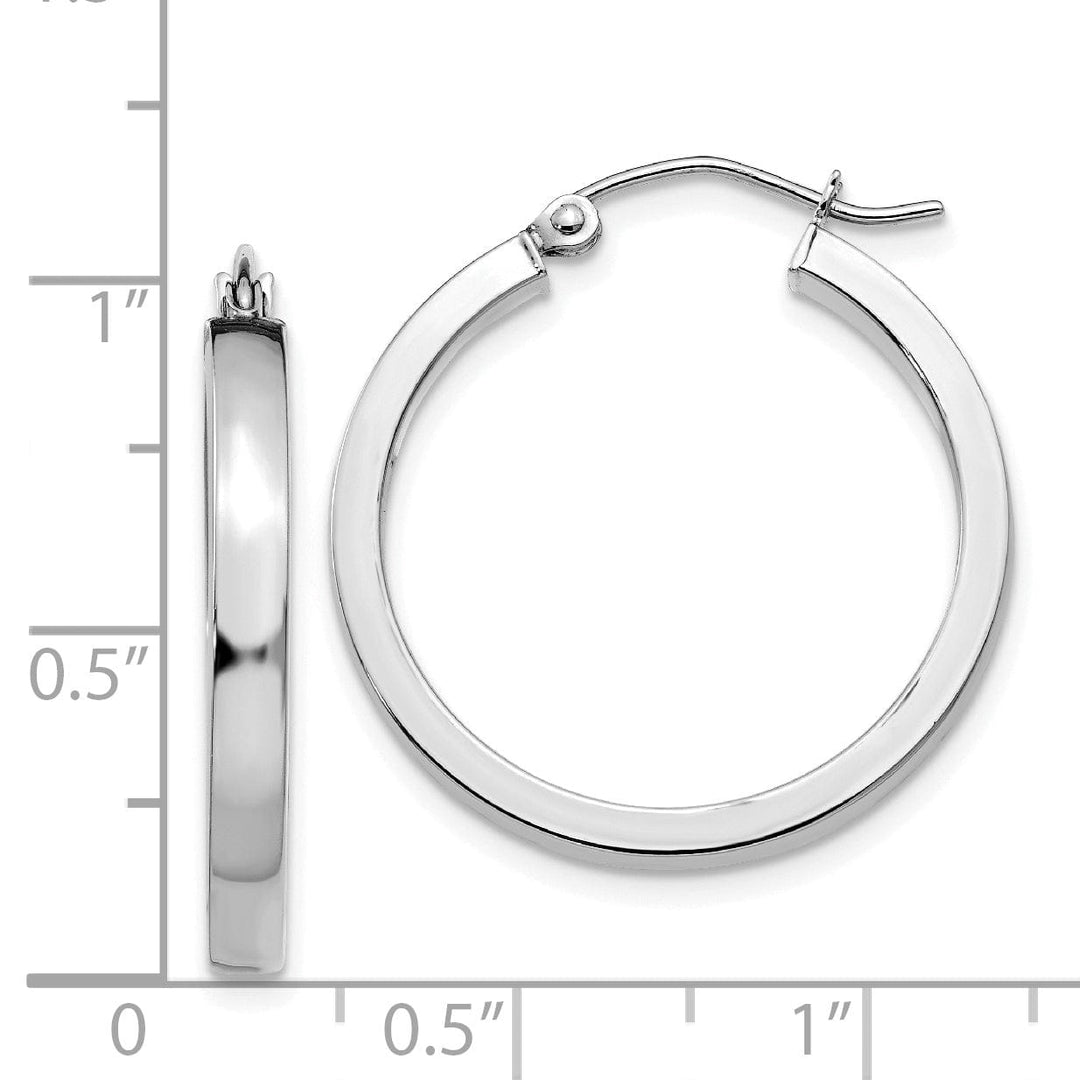 14k White Gold 2x3MM Rectangle Tube Hoop