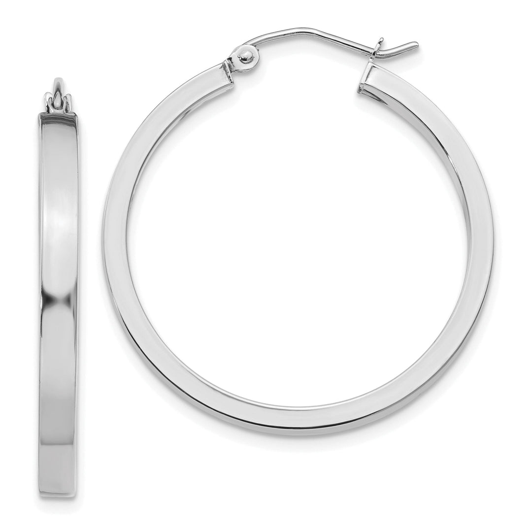 14k White Gold 2x3MM Rectangle Tube Hoop