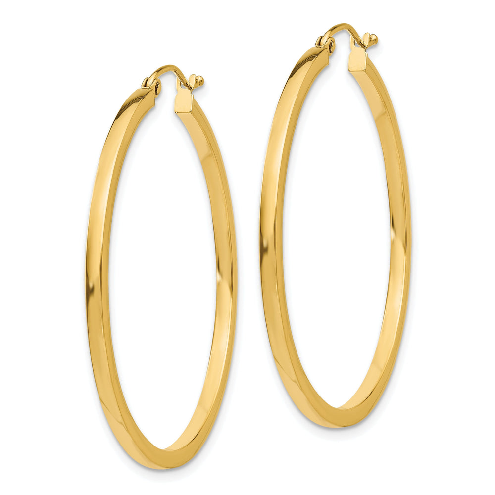 14k Yellow Gold 2MM Square Tube Hoop Earrings