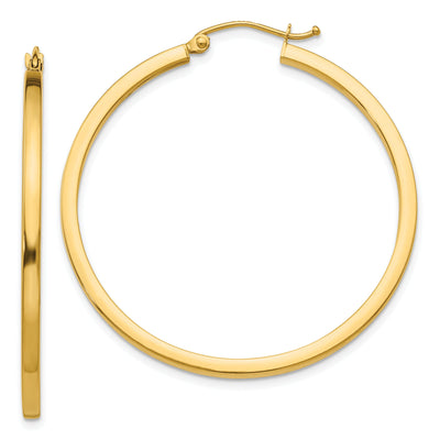 14k Yellow Gold 2MM Square Tube Hoop Earrings at $ 291.3 only from Jewelryshopping.com