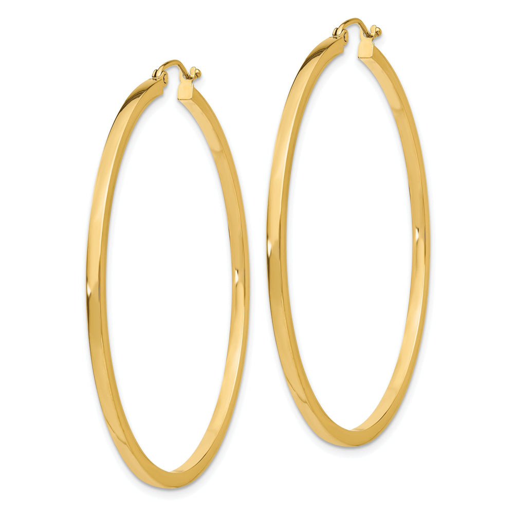14k Yellow Gold 2MM Square Tube Hoop Earrings