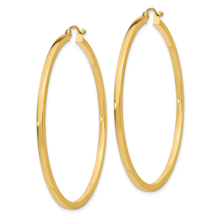 14k Yellow Gold 2MM Square Tube Hoop Earrings