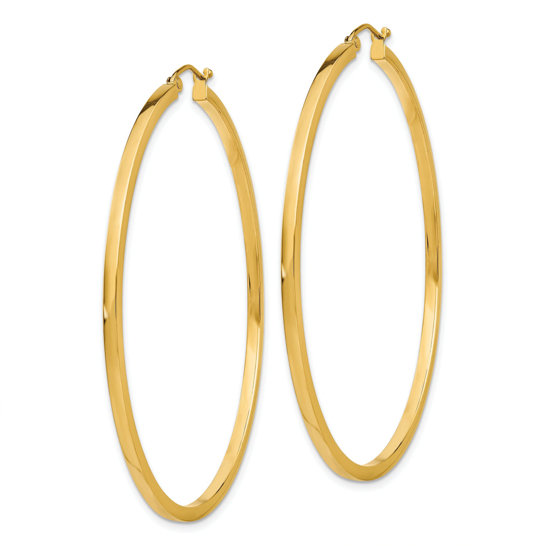 14k Yellow Gold 2MM Square Tube Hoop Earrings