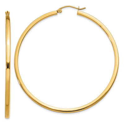 14k Yellow Gold 2MM Square Tube Hoop Earrings at $ 359.26 only from Jewelryshopping.com