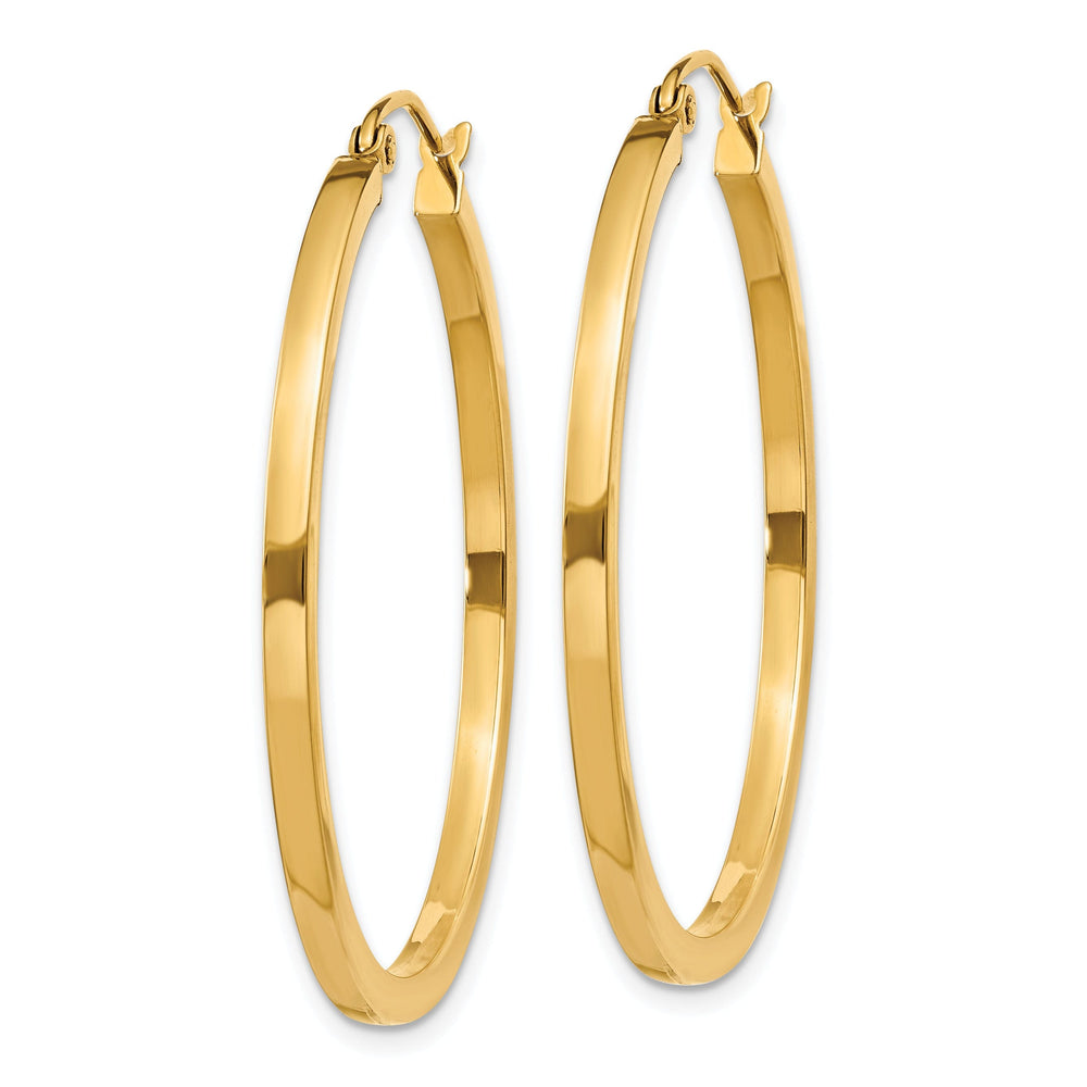 14k Yellow Gold 2MM Square Tube Hoop Earrings