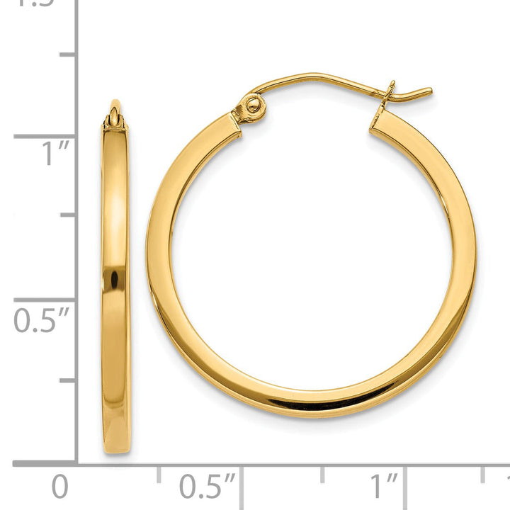 14k Yellow Gold 2MM wide Square Tube Hoop Earrings