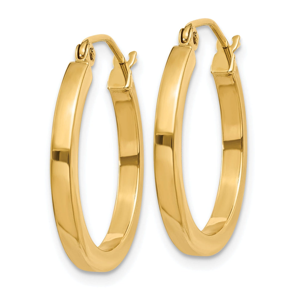 14k Yellow Gold 2MM Square Tube Hoop Earrings