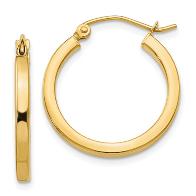 14k Yellow Gold 2MM Square Tube Hoop Earrings at $ 127.19 only from Jewelryshopping.com