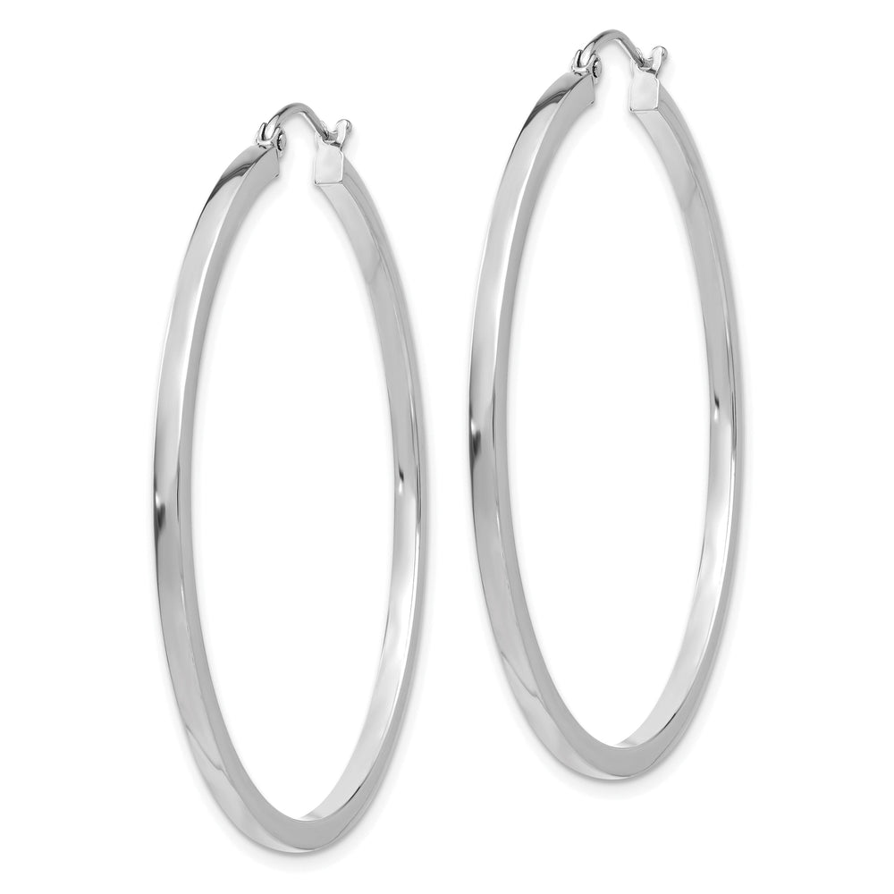 14k White Gold 2MM Square Tube Hoops