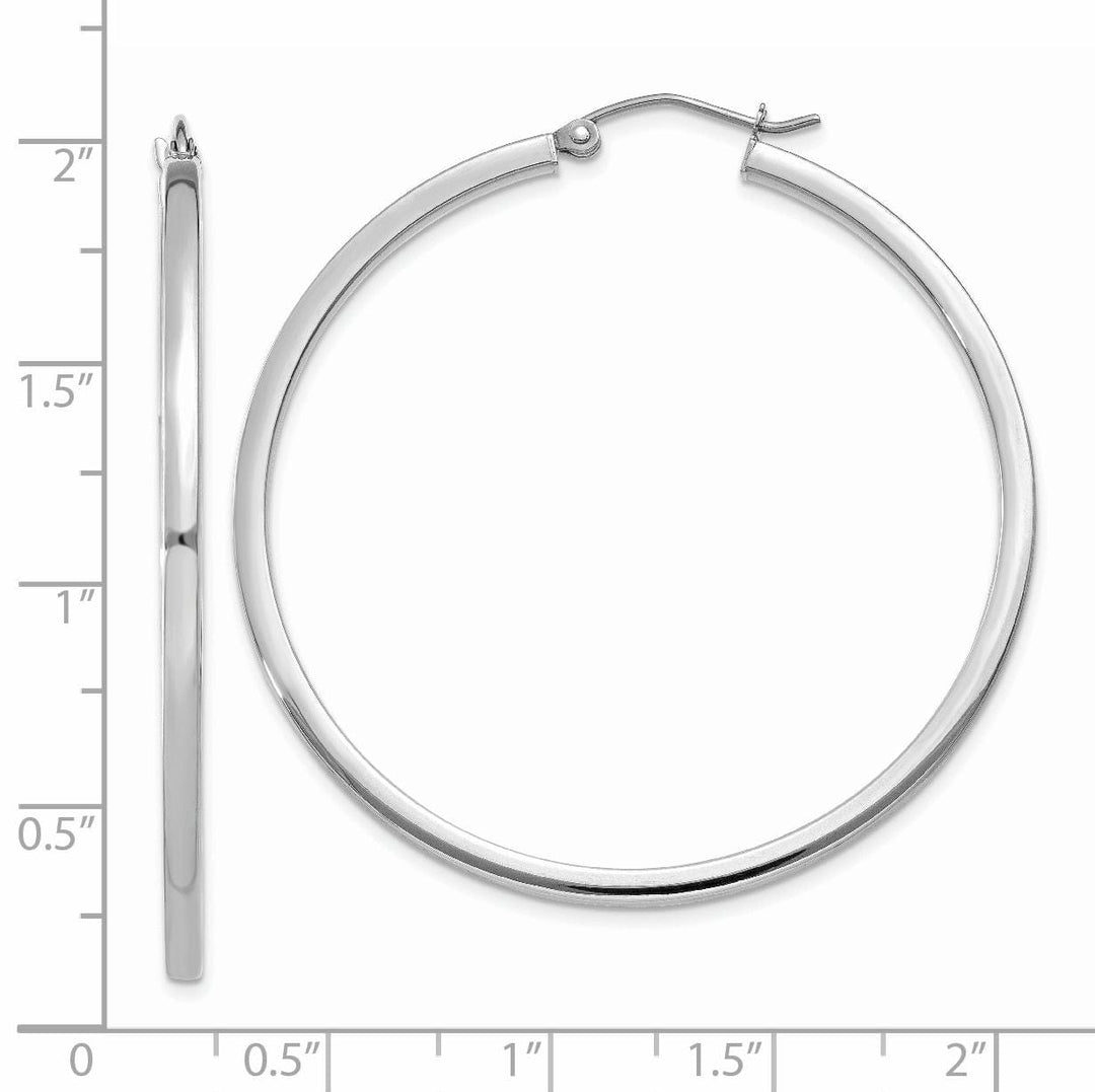 14k White Gold 2MM Square Tube Hoops