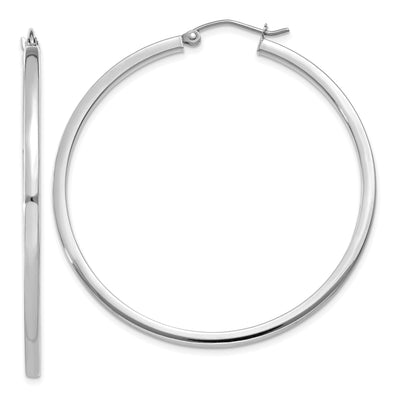 14k White Gold 2MM Square Tube Hoops at $ 334.1 only from Jewelryshopping.com