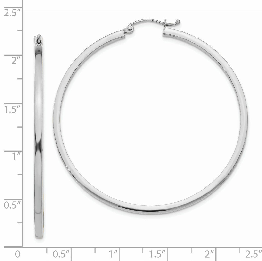 14k White Gold 2MM Square Tube Hoops