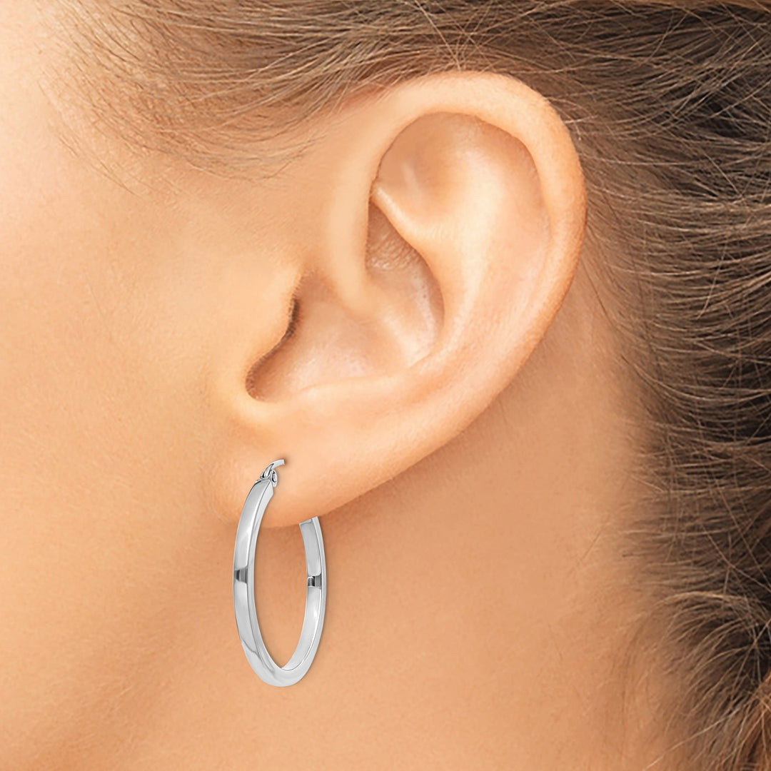 14k White Gold 2MM Square Tube Hoops