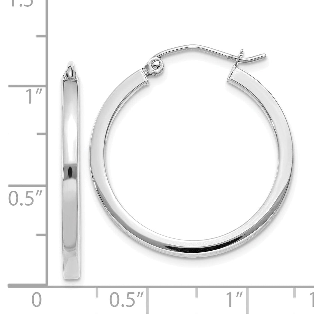 14k White Gold 2MM Square Tube Hoops