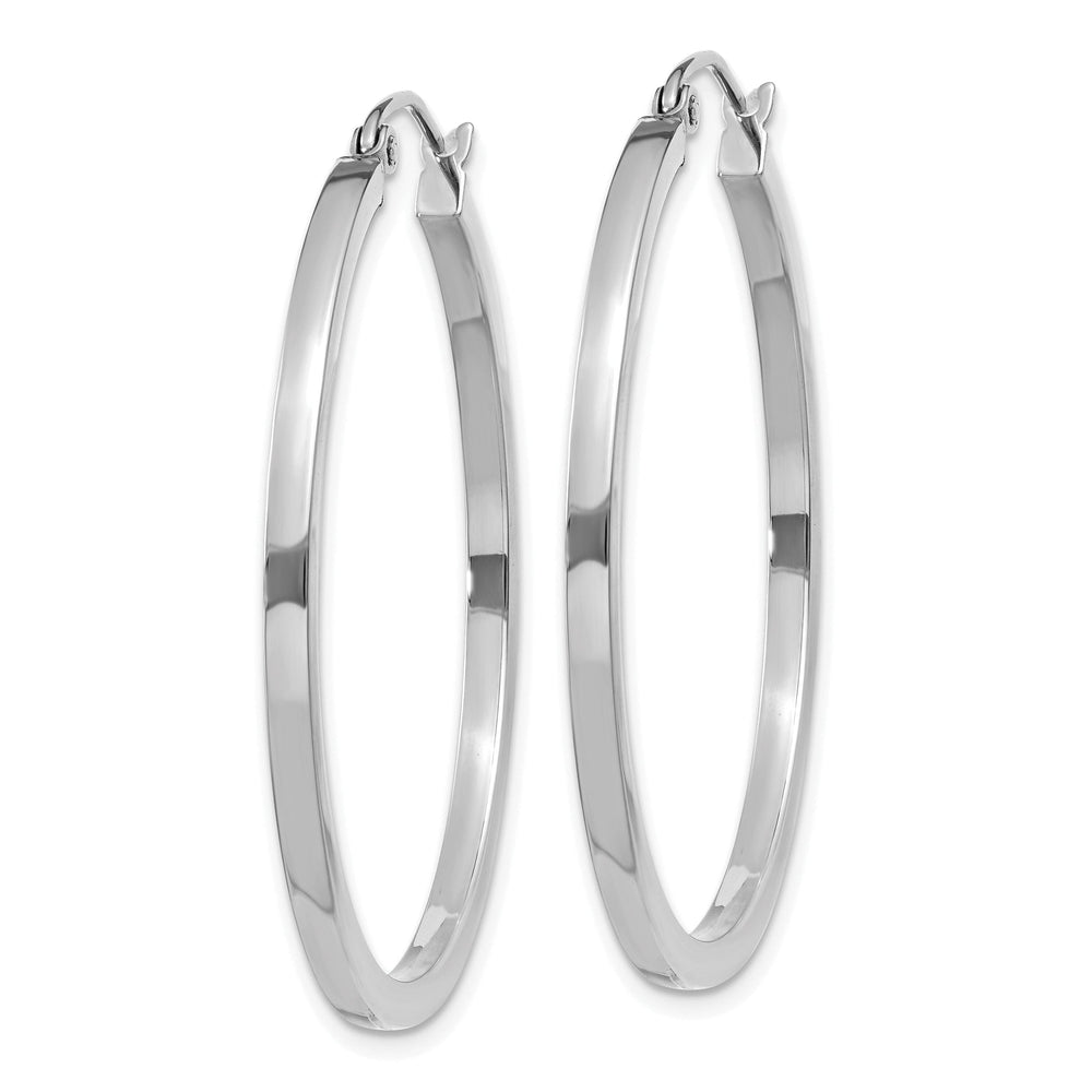 14k White Gold 2MM Square Tube Hoops