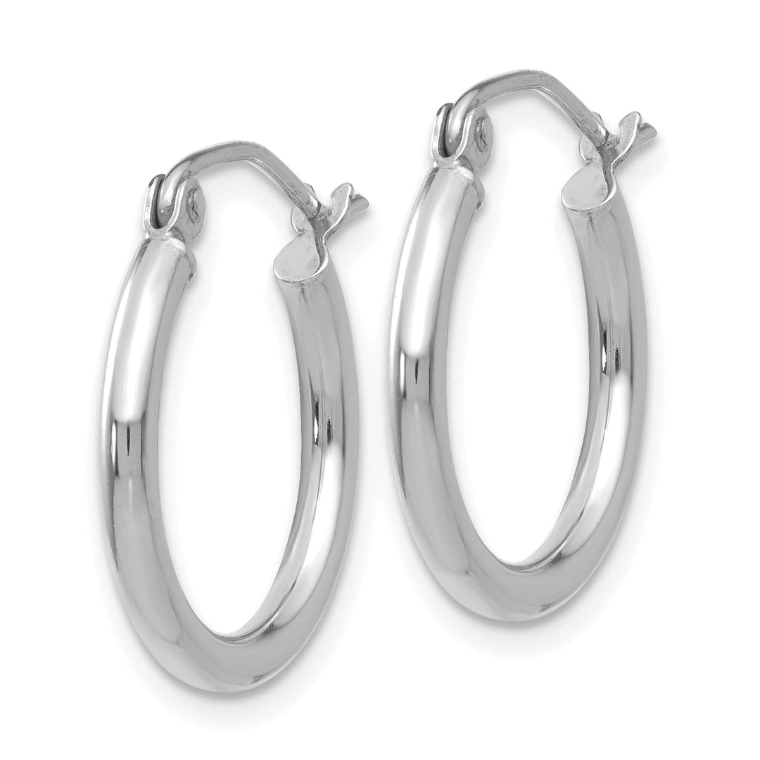 14k White Gold 2MM Round Hoop Earrings