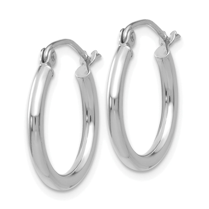 14k White Gold 2MM Round Hoop Earrings