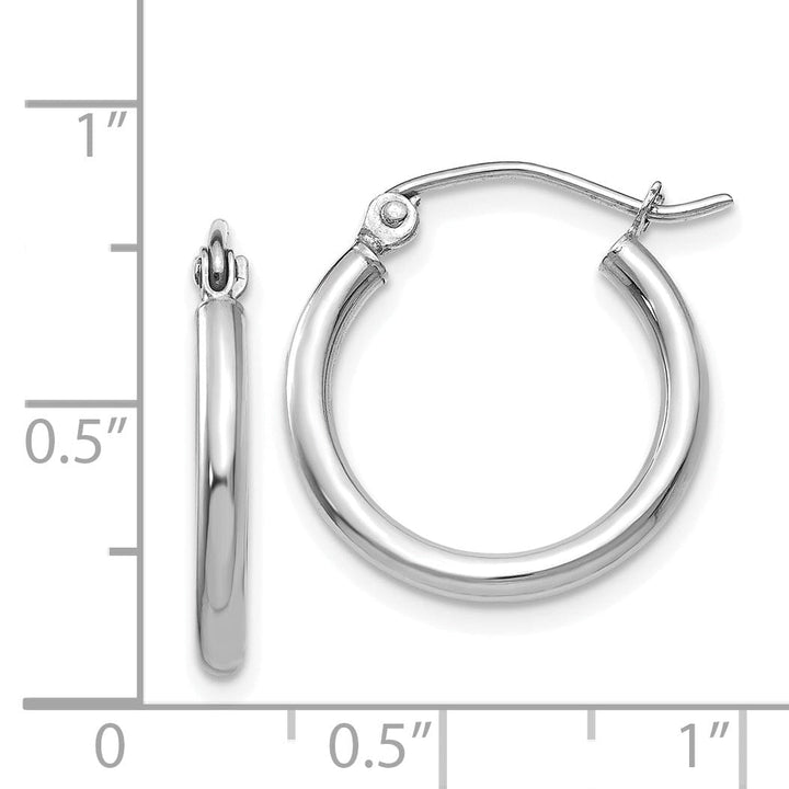 14k White Gold 2MM Round Hoop Earrings