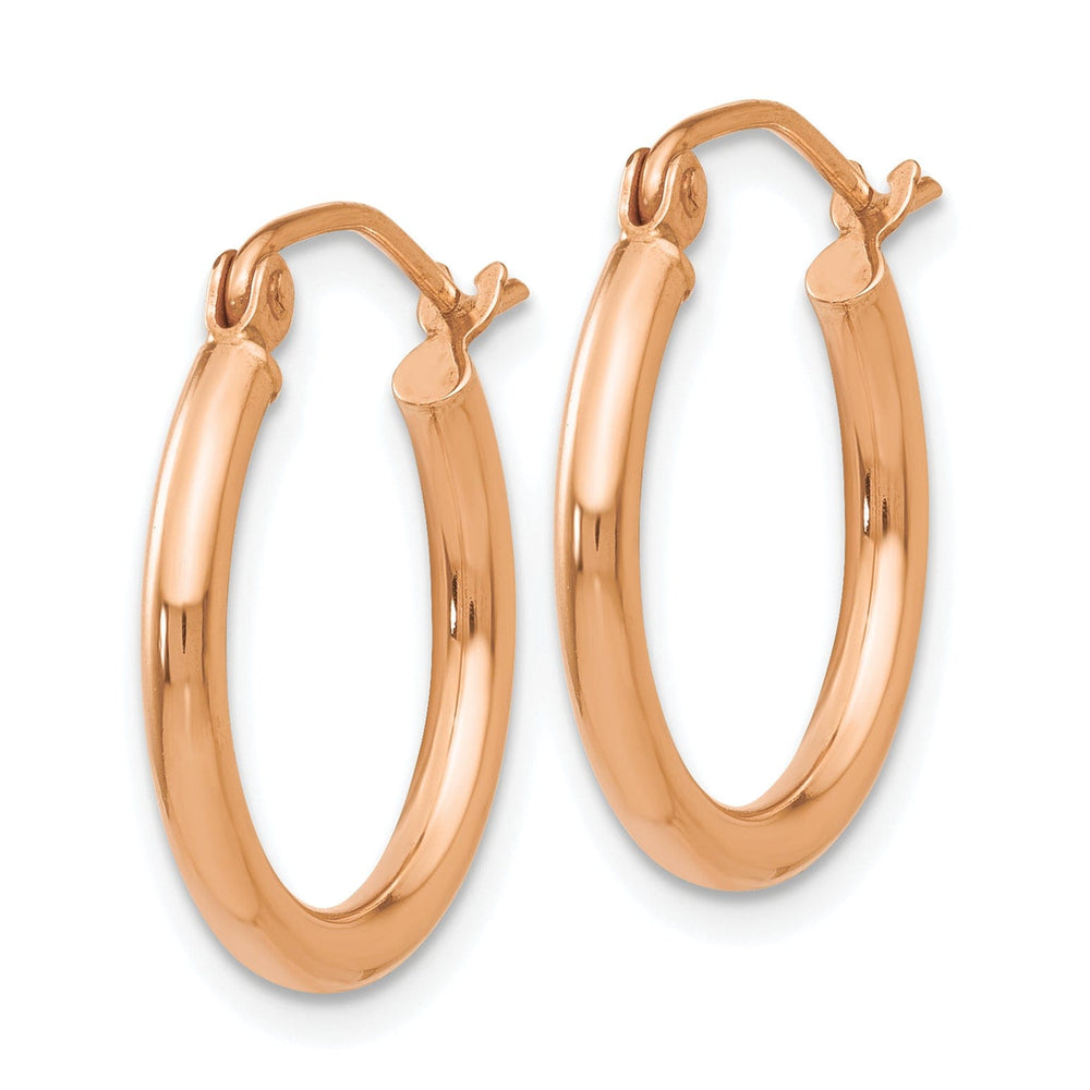 14k Yellow Gold Polished 2MM Round Hoop Earrings