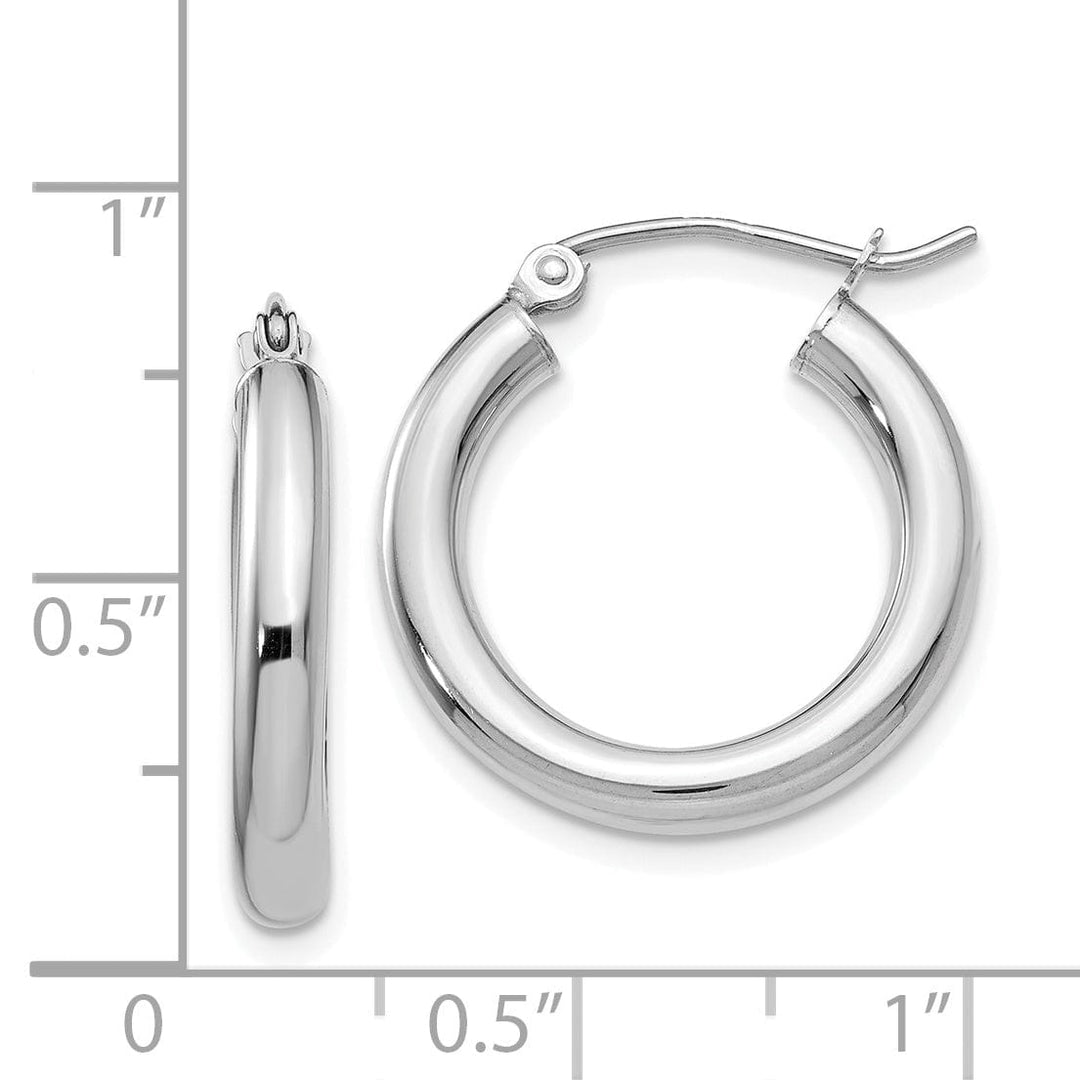 14k White Gold 3MM Hoop Earrings