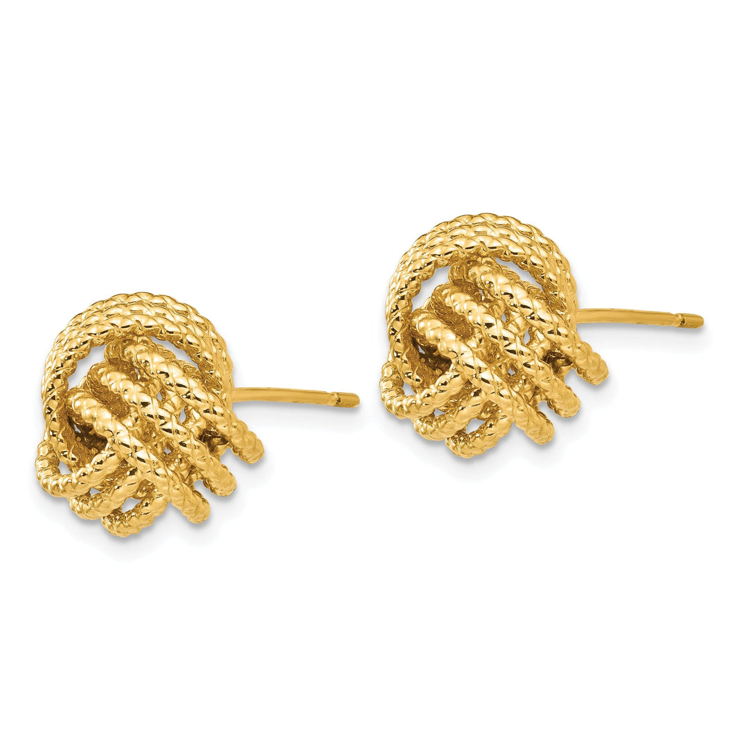 14k Yellow Gold Twisted Love Knot Post Earrings