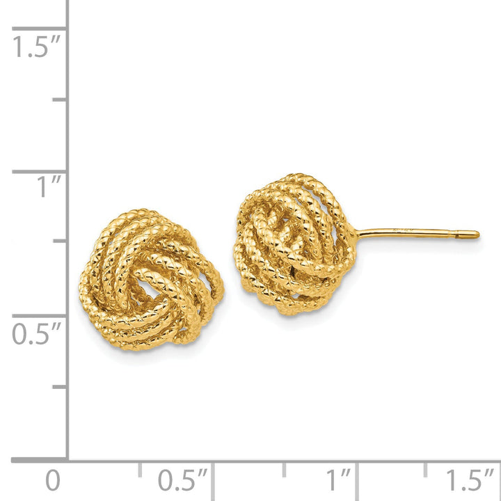 14k Yellow Gold Twisted Love Knot Post Earrings