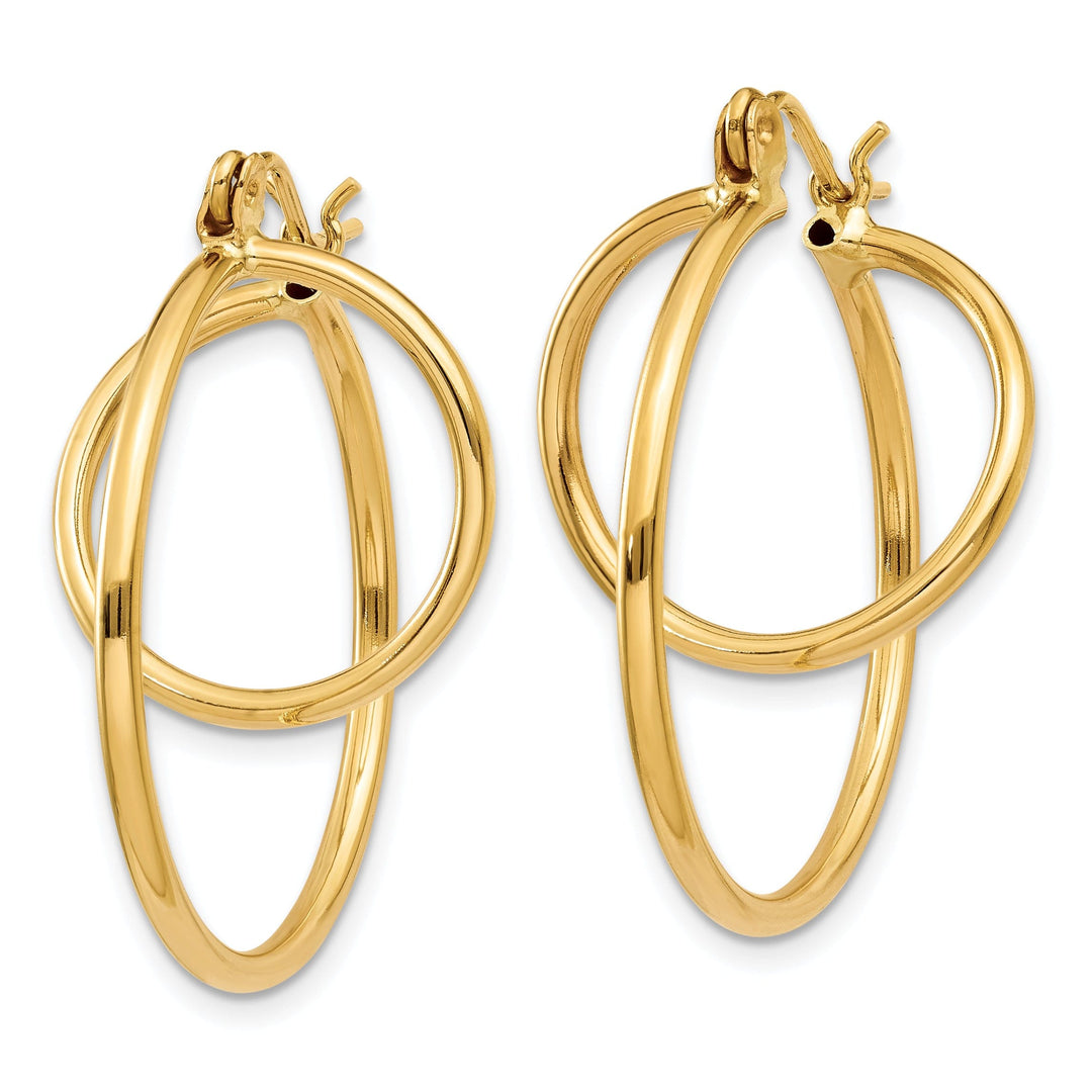 14k Yellow Gold Polished Fashion Hoop Earrings