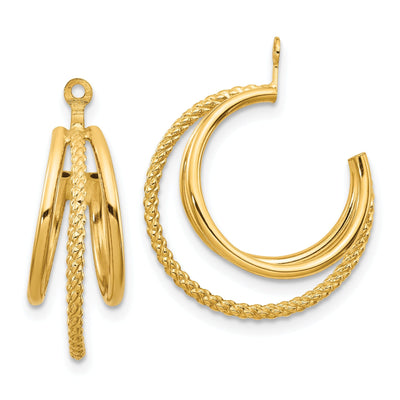 14k Yellow Gold Twisted Triple Hoop Earring Jacket at $ 187.44 only from Jewelryshopping.com