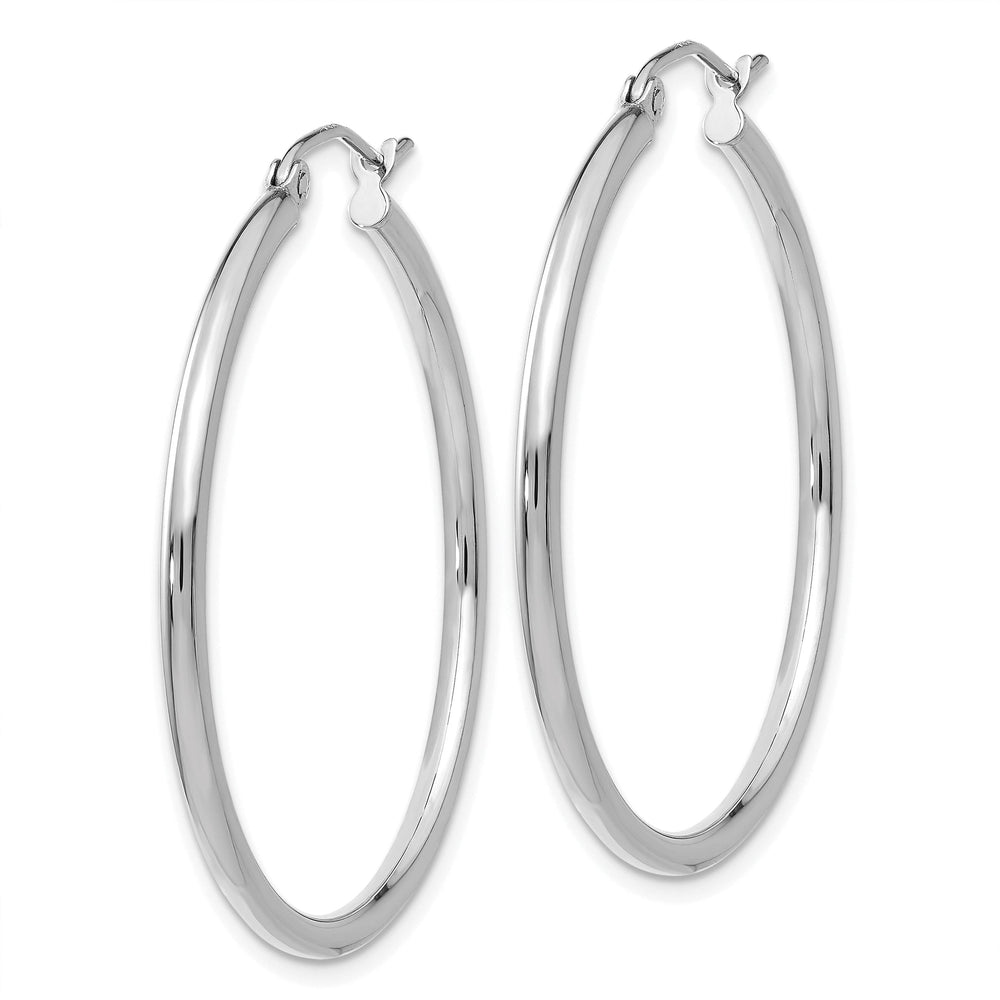 14k White Gold 2MM Round Hoop Earrings