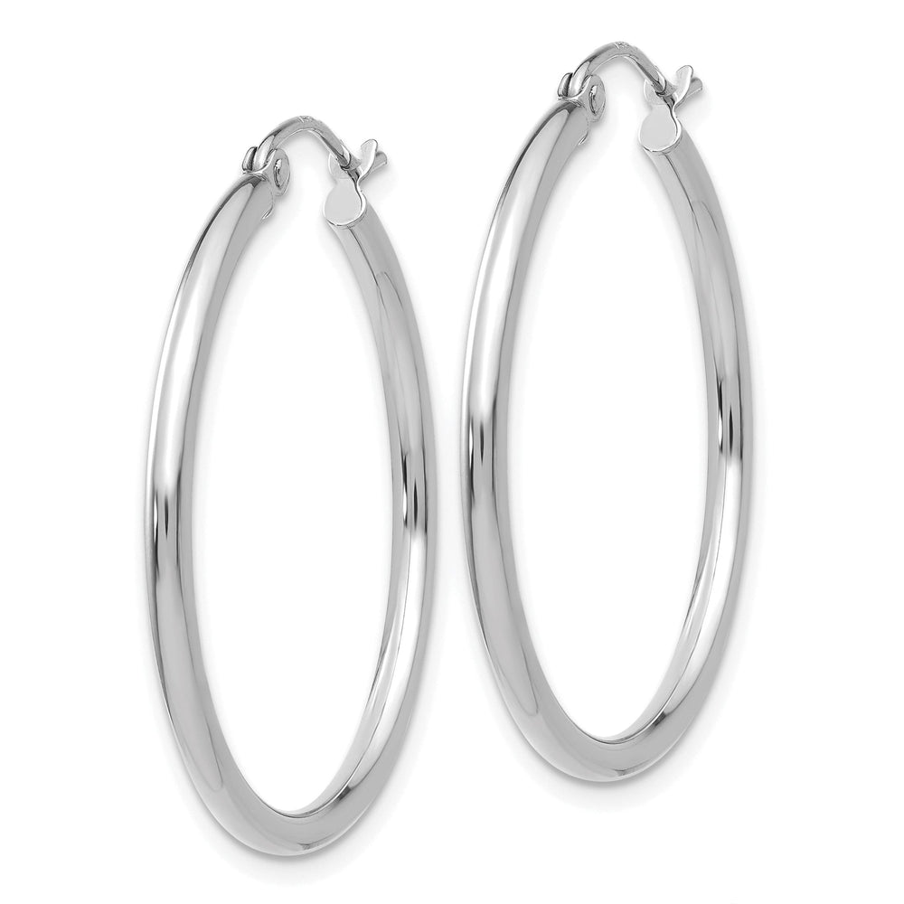 14k White Gold 2MM Round Hoop Earrings