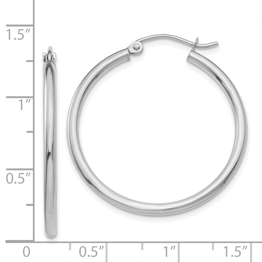 14k White Gold 2MM Round Hoop Earrings