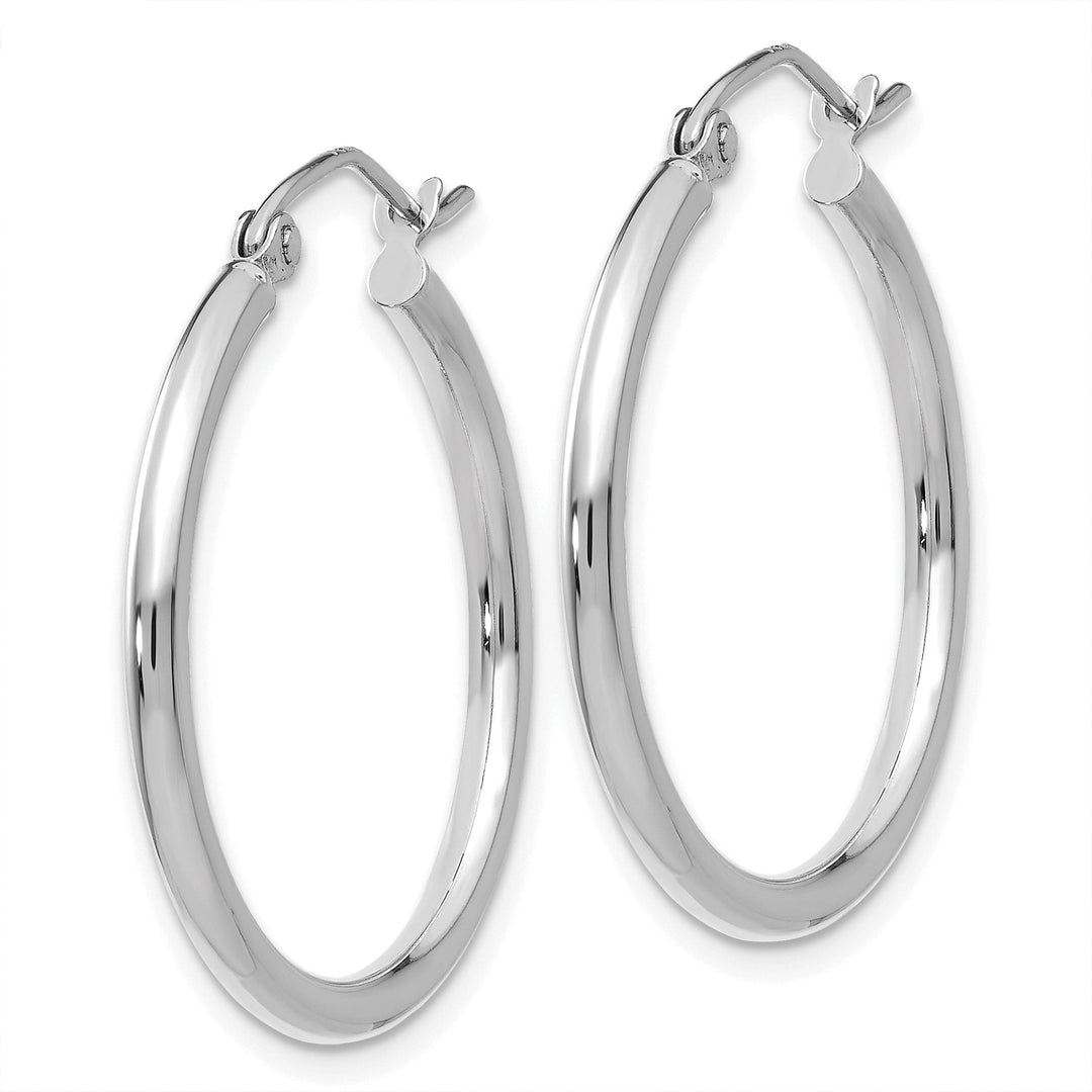 14k White Gold 2MM Round Hoop Earrings