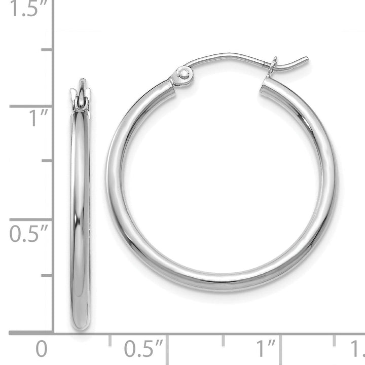 14k White Gold 2MM Round Hoop Earrings