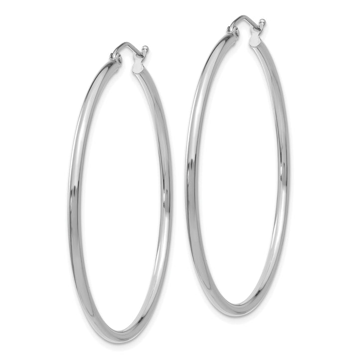 14k White Gold 2MM Round Hoop Earrings