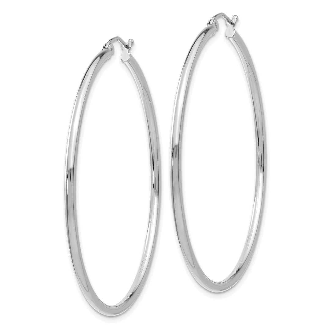 14k White Gold 2MM Round Hoop Earrings