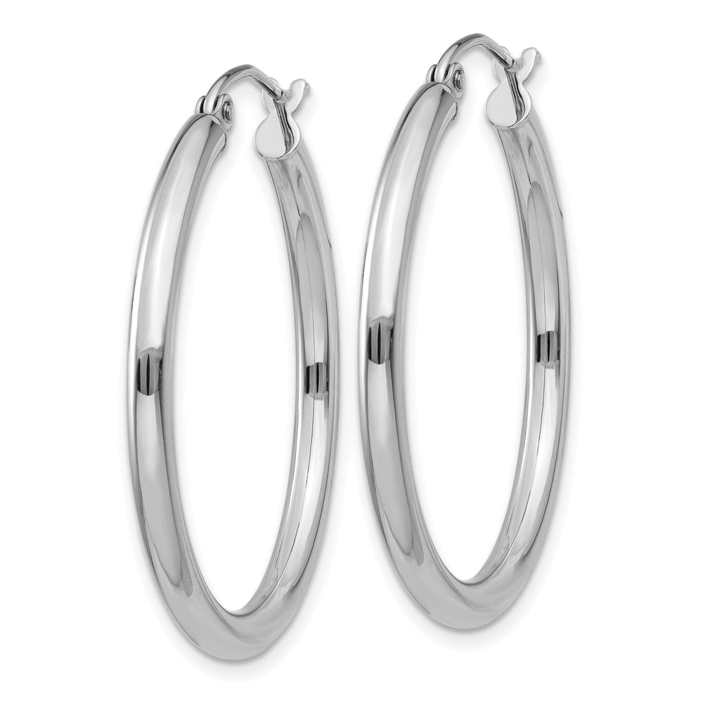 14k White Gold 2.5MM Round Hoop Earrings