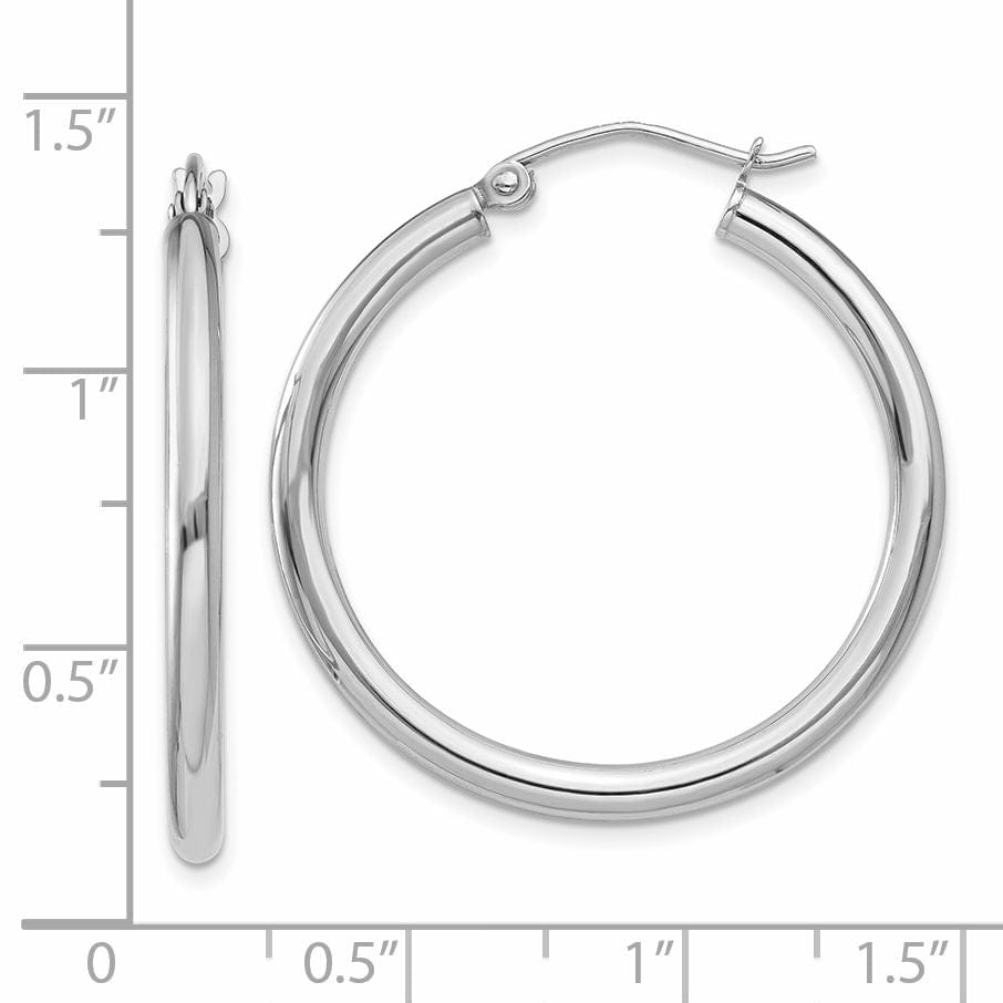 14k White Gold 2.5M Lightweight Round Hoop Earring