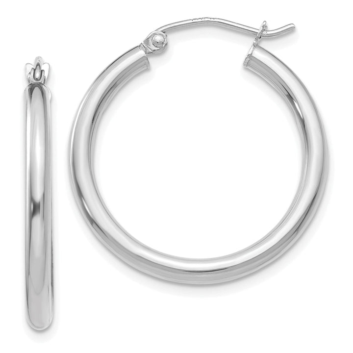 14k White Gold 2.5MM Round Hoop Earrings