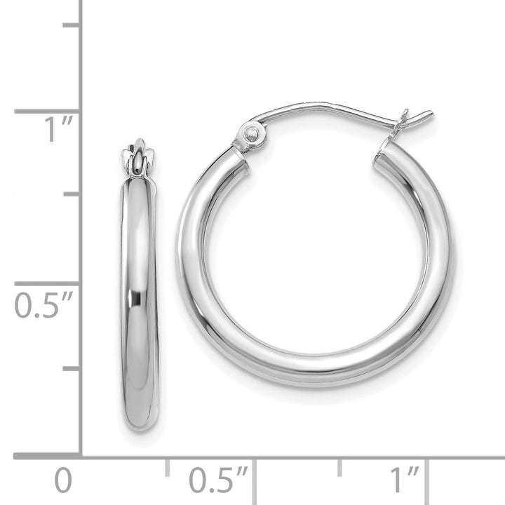 14k White Gold 2.5MM Round Hoop Earrings